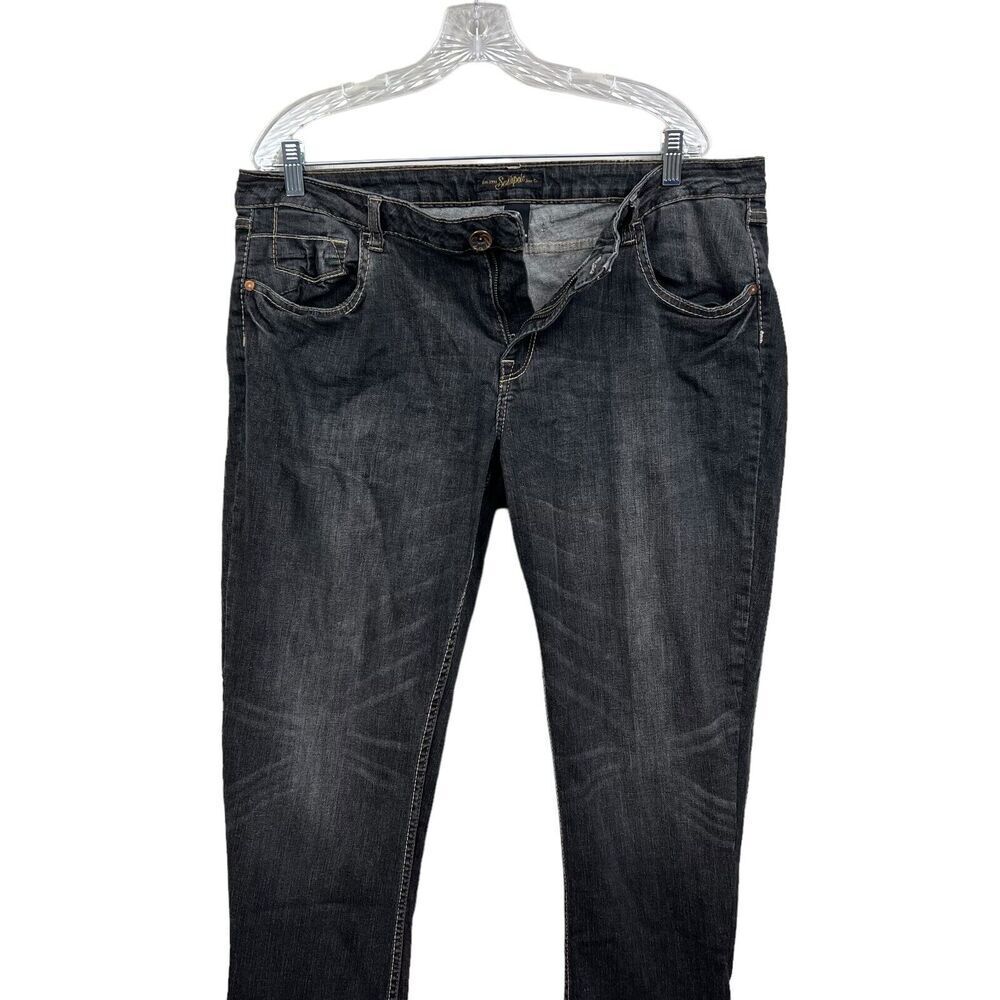 South Pole Jeans Stretch Tapered Leg Rhinestone Pockets Zip Fly Black Women 17* - Picture 3 of 6